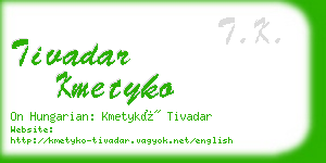 tivadar kmetyko business card